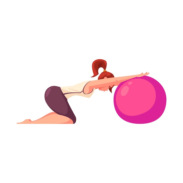Mulher se alongando com bola de exercício em treino de fitness