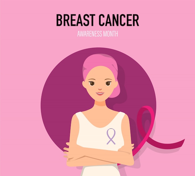 Vetor mulher sendo tratada em câncer de mama usando quimioterapia.