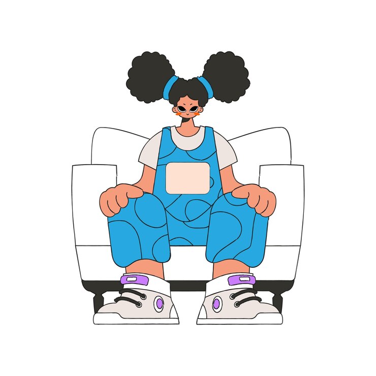 Vetor mulher sentada em uma cadeira personagem estilo moderno