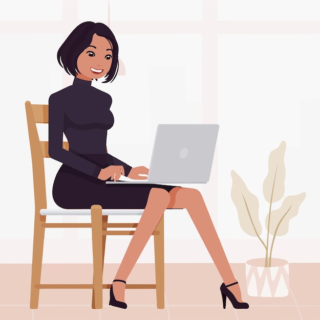 Mulher sentada na ilustração do escritório