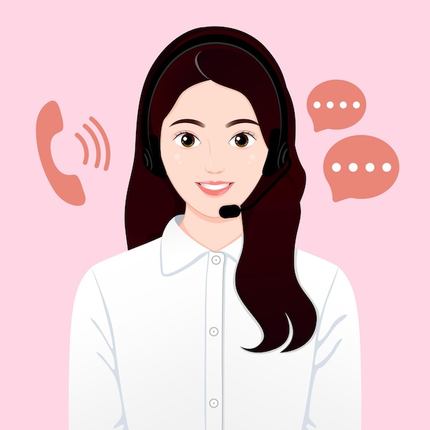 Mulher sorridente de call center de negócios asiáticos vestindo camisa de fones de ouvido atendimento ao cliente e call center
