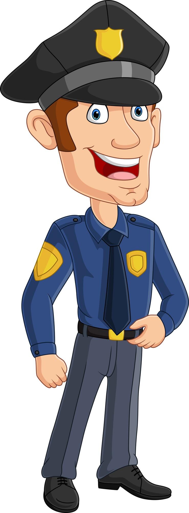 Vetor mulher sorridente policial policial permanente