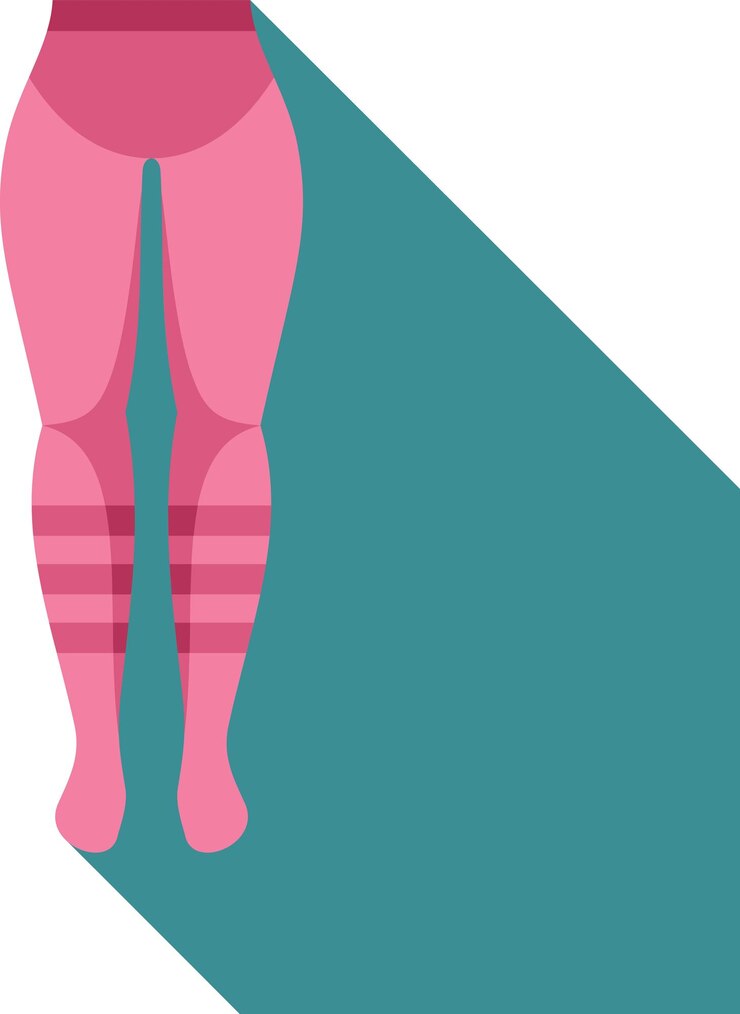 Vetor mulher vestindo meias cor-de-rosa e meias longas em pé em fundo verde