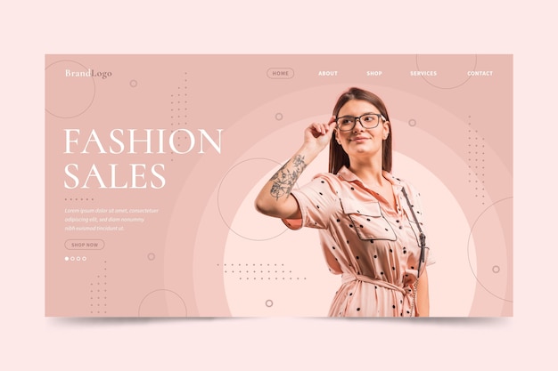 Vetor mulher vestindo óculos de leitura moda landing page