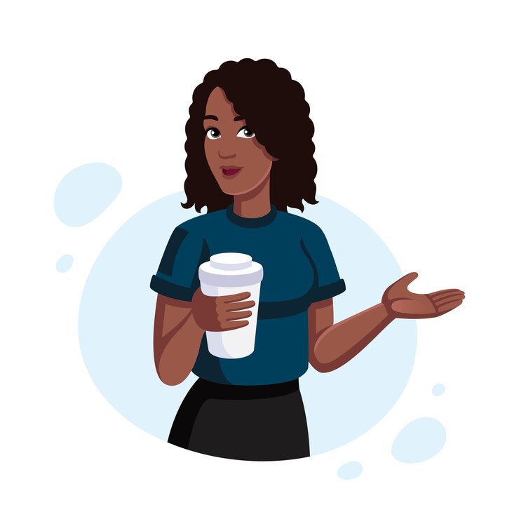 Vetor mulheres africanas com xícaras de café na mão ilustração digital plana vetorial menina com xícara de café