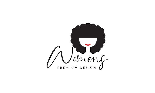 Vetor mulheres com cabeça crespa, logotipo bonito, símbolo vetorial, ícone, ilustração, design gráfico