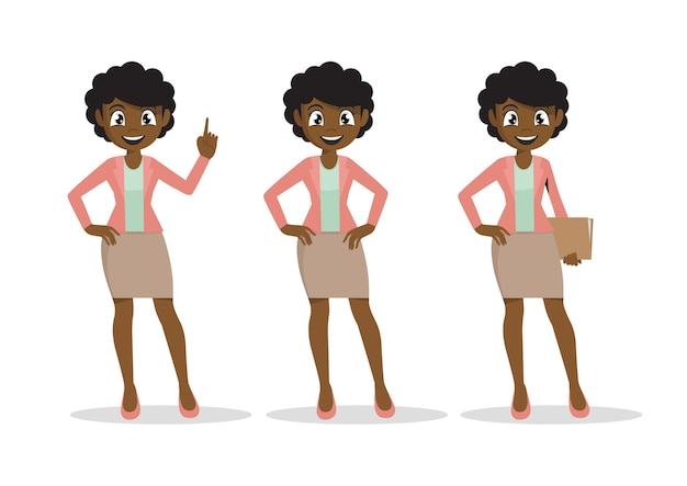 Mulheres de negócios africanas dos desenhos animados novos ajustadas.