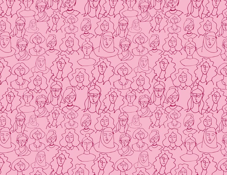 Vetor mulheres desenhadas à mão sem costura padrão