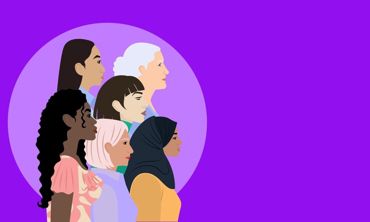 Vetor mulheres diversas unidas em unidade