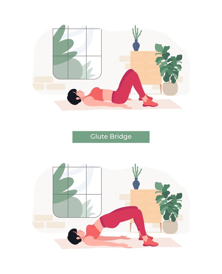 Vetor mulheres fazendo exercícios glute bridge