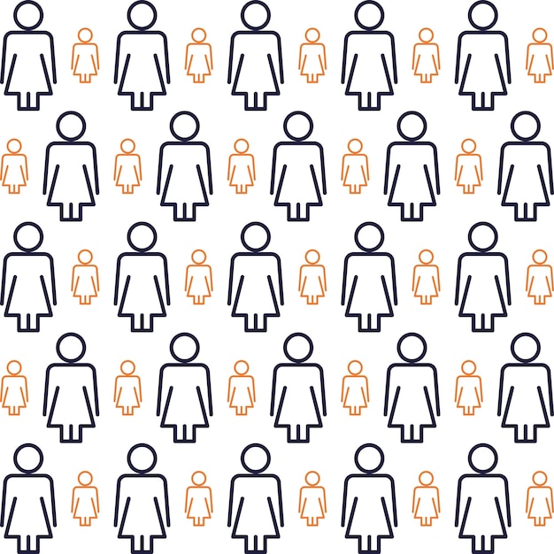 Mulheres gênero doodle padrão sem costura criativo design moderno vetor ilustração fundo