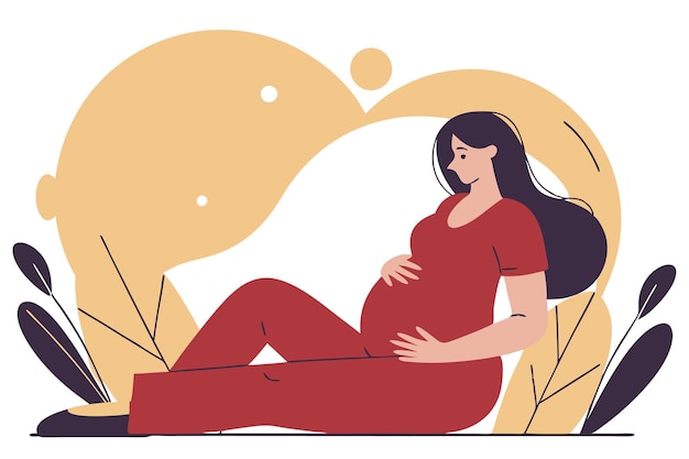 Mulheres grávidas minimalistas em linha de arte em fundo branco