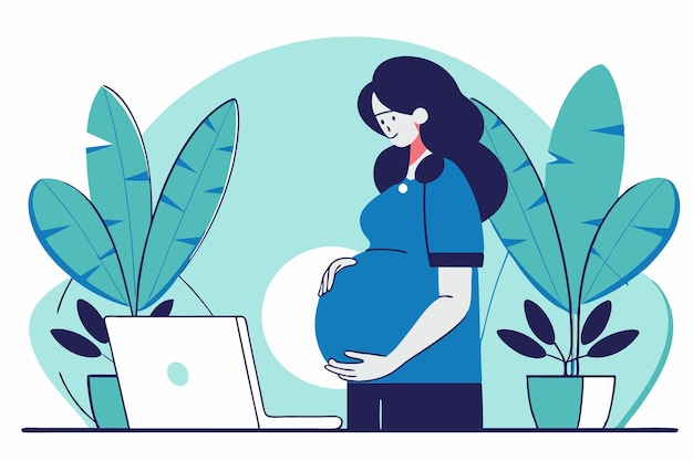Mulheres grávidas minimalistas em linha de arte em fundo branco