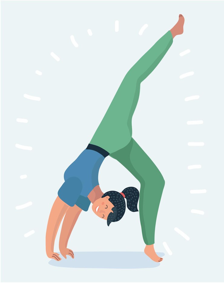 Vetor mulheres jovens fazendo poses de ioga de exercícios executando ilustração vetorial de fitness