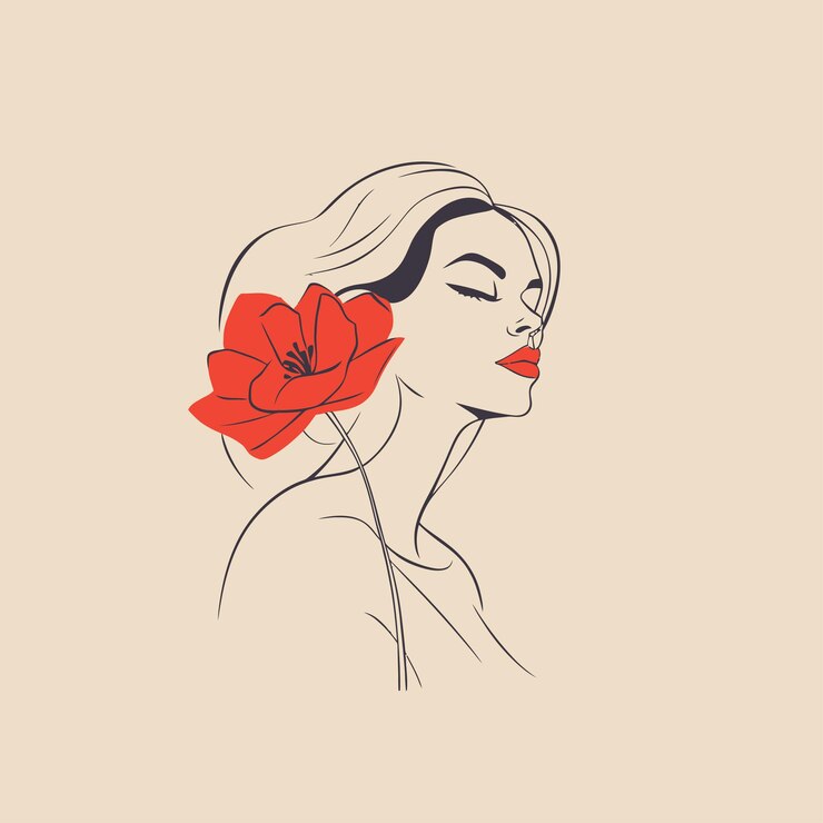 Vetor mulheres minimalistas e flores