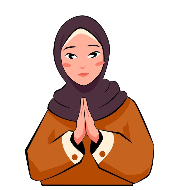 Mulheres muçulmanas cumprimentando o Eid al Fitr Eid alfitr conceito de design vetorial