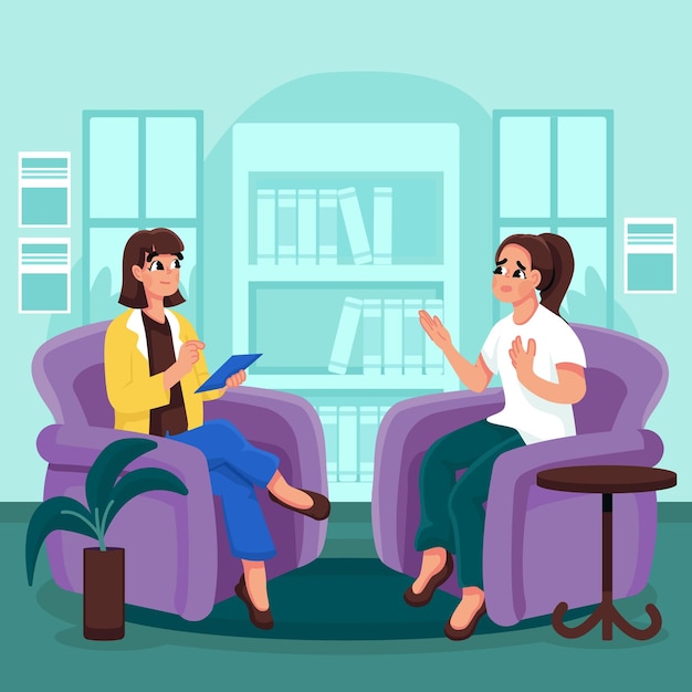 Mulheres que aconselham seu problema com o psicólogo