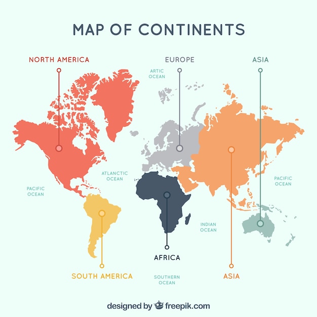 Vetor multicolor mapa dos continentes