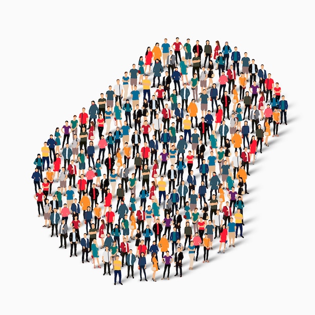 Multidão de grupo de pessoas formando um mapa de Nauru.