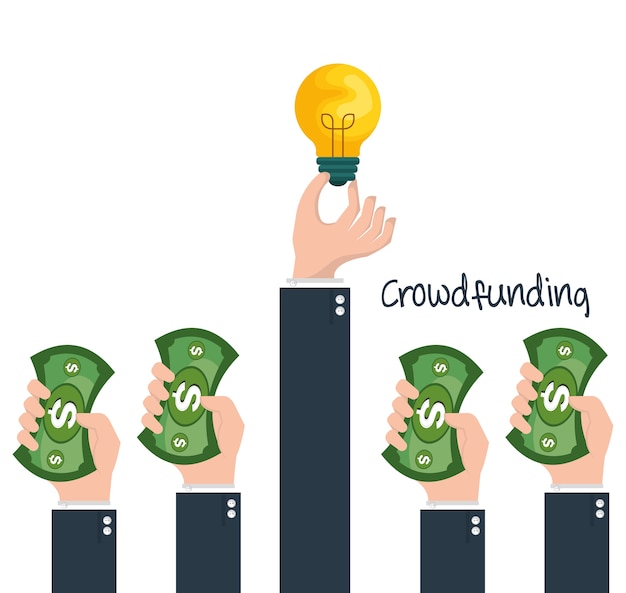 multidão financiamento conceito ícones vector ilustração design