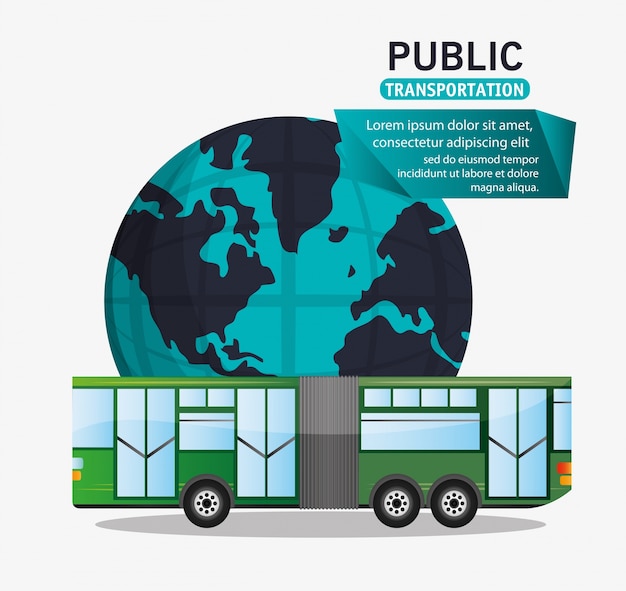 Mundo de transporte público de passageiros de ônibus