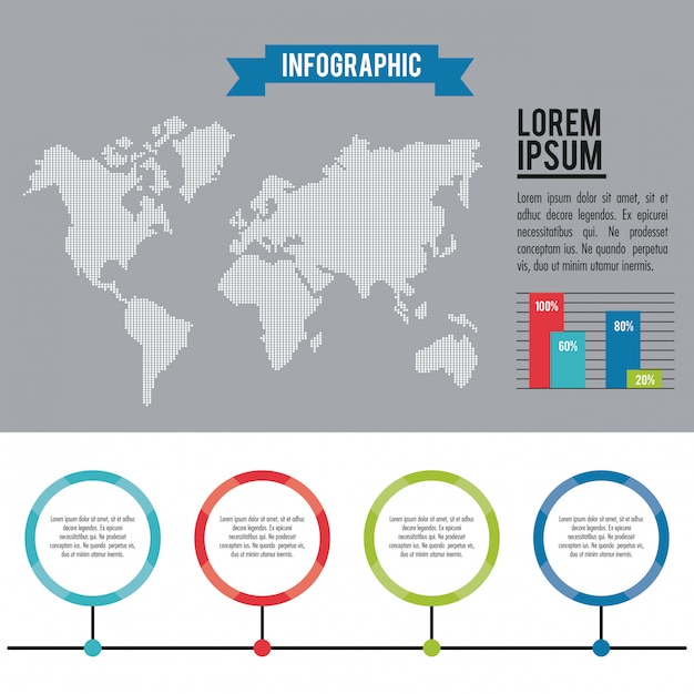 Vetor mundo inteiro infográfico