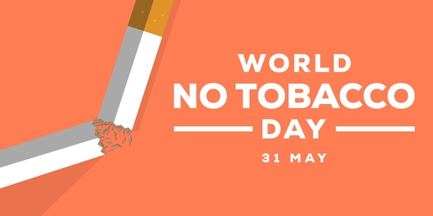 Mundo plano sem cartaz de banner de design de ilustração de fundo de dia do tabaco
