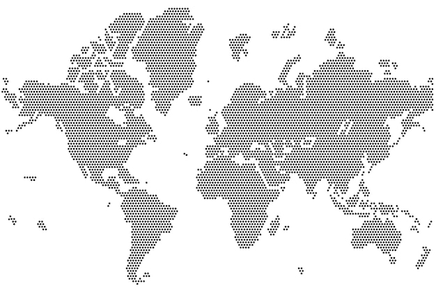 Mundo simples do mapa do vetor da formação do círculo preto isolado no branco