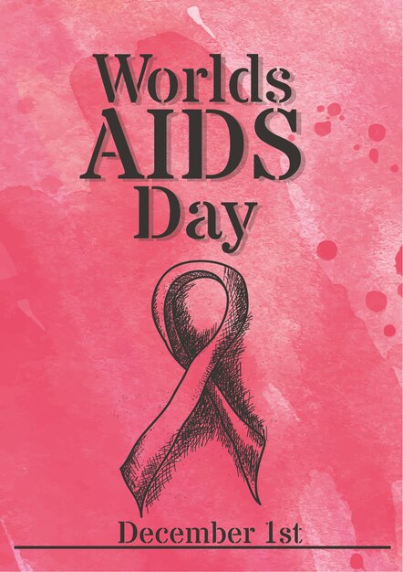 Mundos aids poster dia com fita esboçado