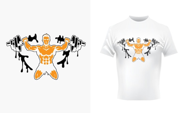 Vetor muscular bodybuilding strongman desenho de camiseta de ginásio