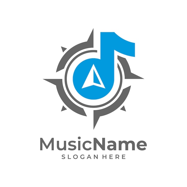 Music compass logo vector icon ilustração modelo de design de logotipo de música de bússola