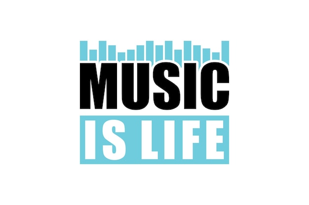 Vetor music is life tipografia para tshirt impresso