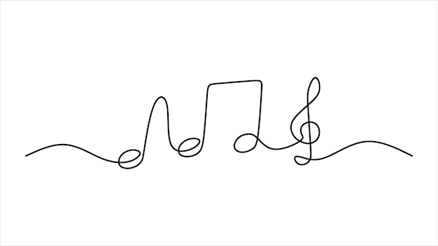 Vetor music note oneline contínua arte de linha editável única