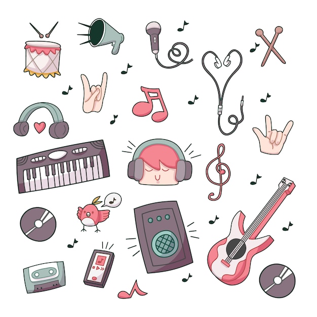 música doodle compilação ilustração bonito doodle