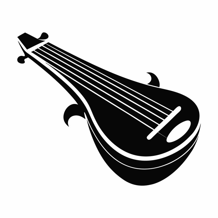 Vetor música folclórica dulcimer arte de silhueta