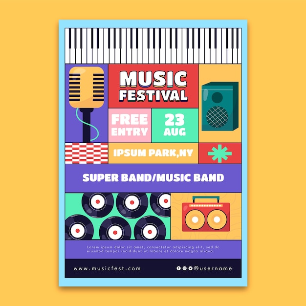 Vetor música modelo festival poster