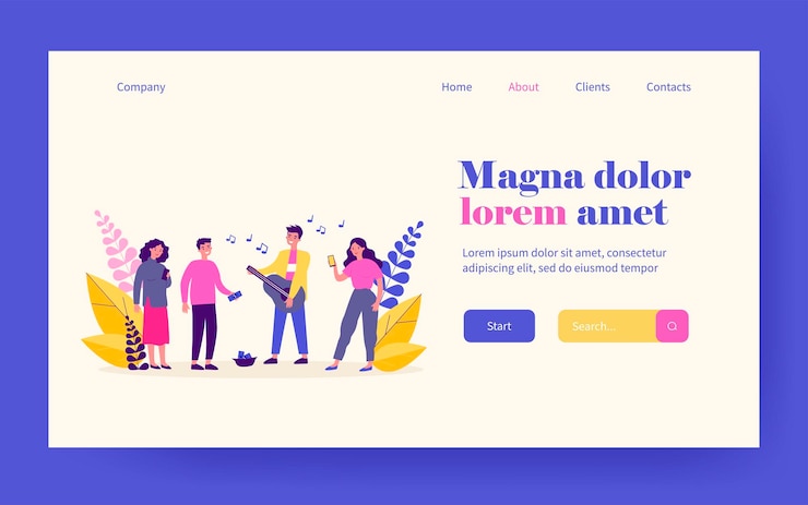 Vetor músico de rua tocando violão. busker, artista, pessoas ouvindo música ilustração vetorial plana. desempenho musical, conceito de entretenimento para banner, design de site ou página de destino