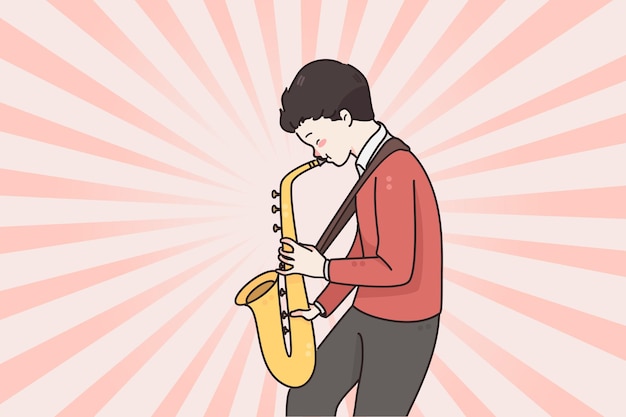 Músico e tocando saxofone conceito