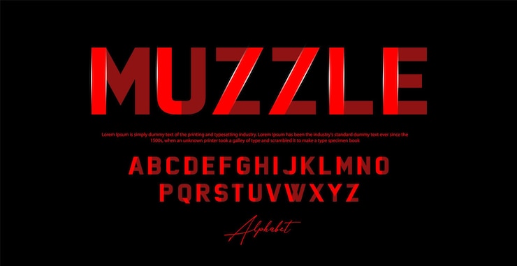Vetor muzzle red font modern alphabet font typography fontes de estilo urbano para tecnologia filme digital