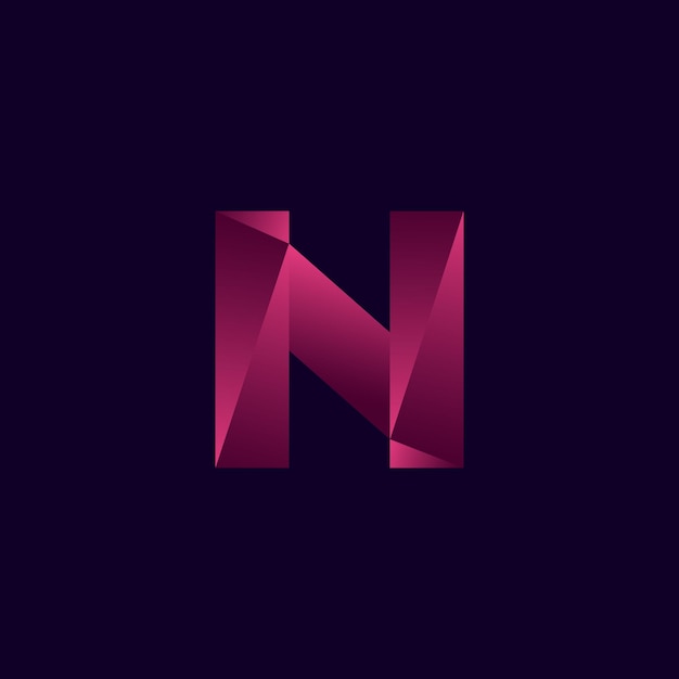 Vetor n iniciais vermelho geométrico ícone vetorial do design do logotipo