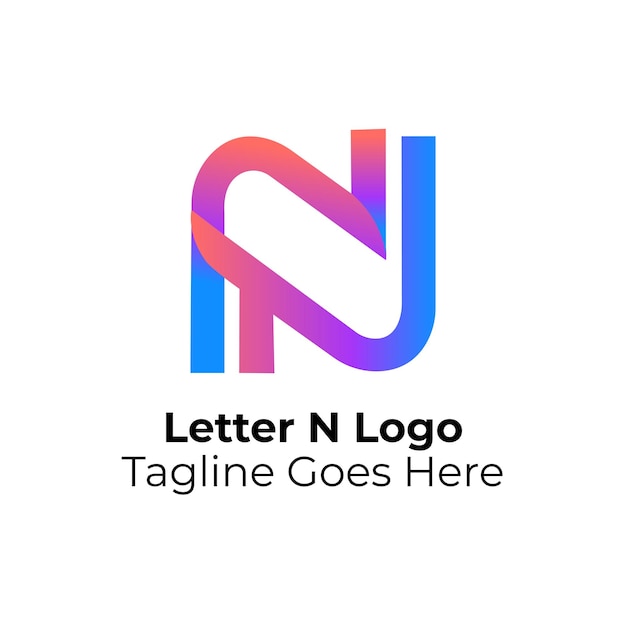 N letra logotipo ícone rosa roxo e azul gradiente de cor Design modelo elemento vetor