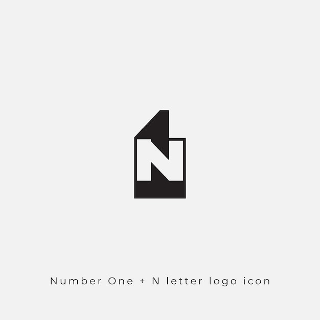 Vetor n1 ou 1n número um e letra n design de logotipo mínimo e limpo