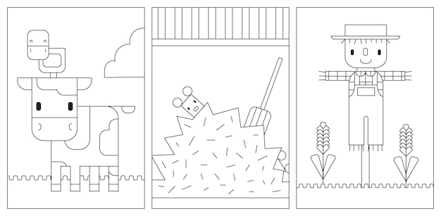 Na fazenda ilustração vetorial de páginas para colorir