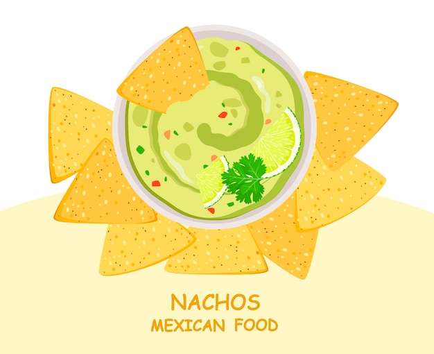 Nachos com guacamole. comida mexicana.