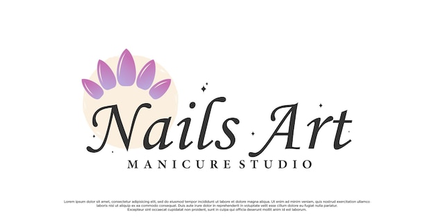 Nail art ou esmalte para design de logotipo de beleza com conceito único vetor premium