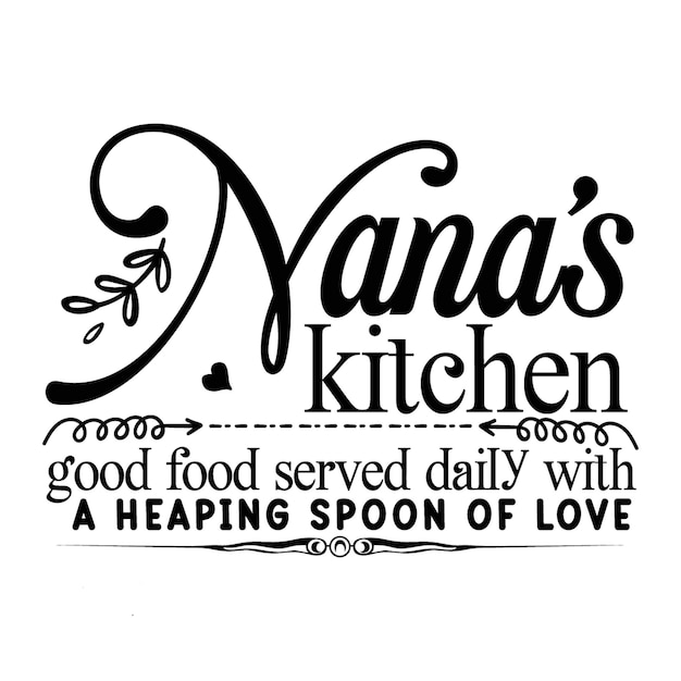 Vetor nanas cozinha boa comida servida diariamente com uma colher de amor