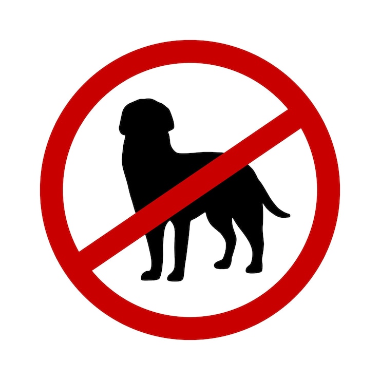 Não entre com o modelo de adesivo de símbolo de cães Conjunto de ícones de forma vetorial simples silhueta preta Informações de aviso pare sinal em local público Zona de restrição