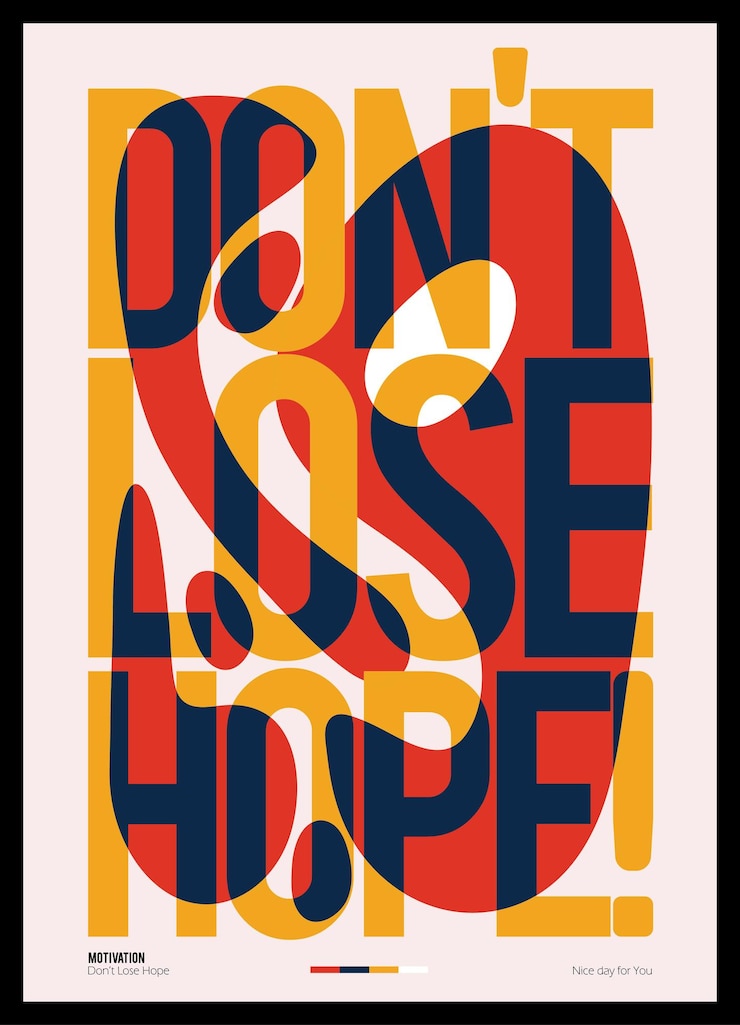 Vetor não perda a esperança cartaz moderno design de arte abstrata moderna com formas líquidas com texto