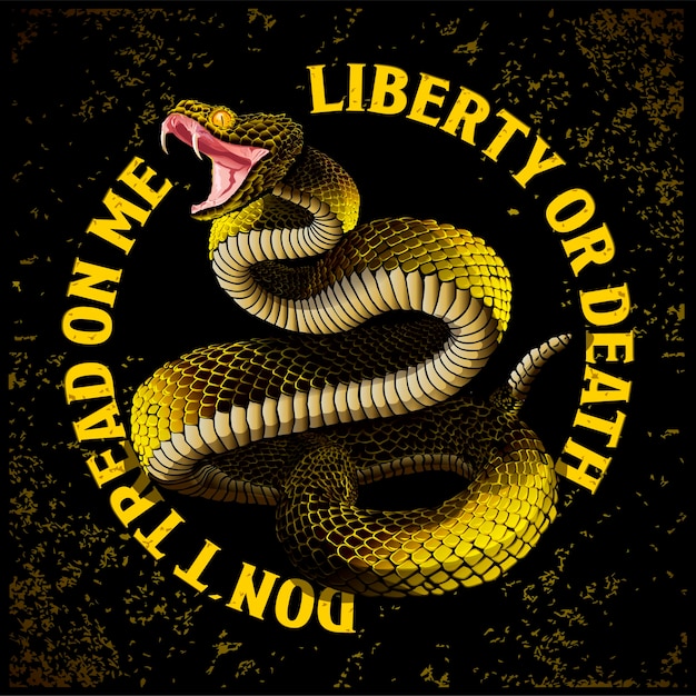 Vetor não pise em mim bandeira do liberalismo serpente liberdade ou morte bandeira de gadsden cascabel serpente amarela