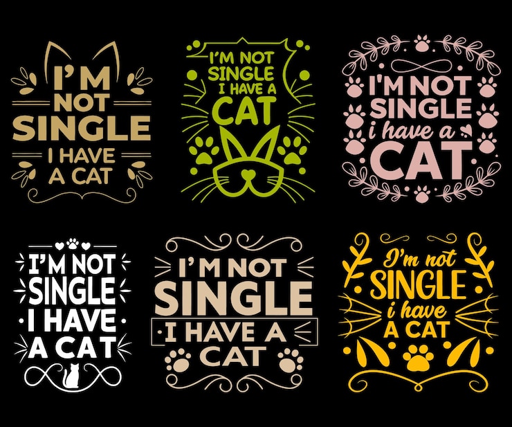 Vetor não sou solteiro, tenho um gato. desenho engraçado de amante de gatos.